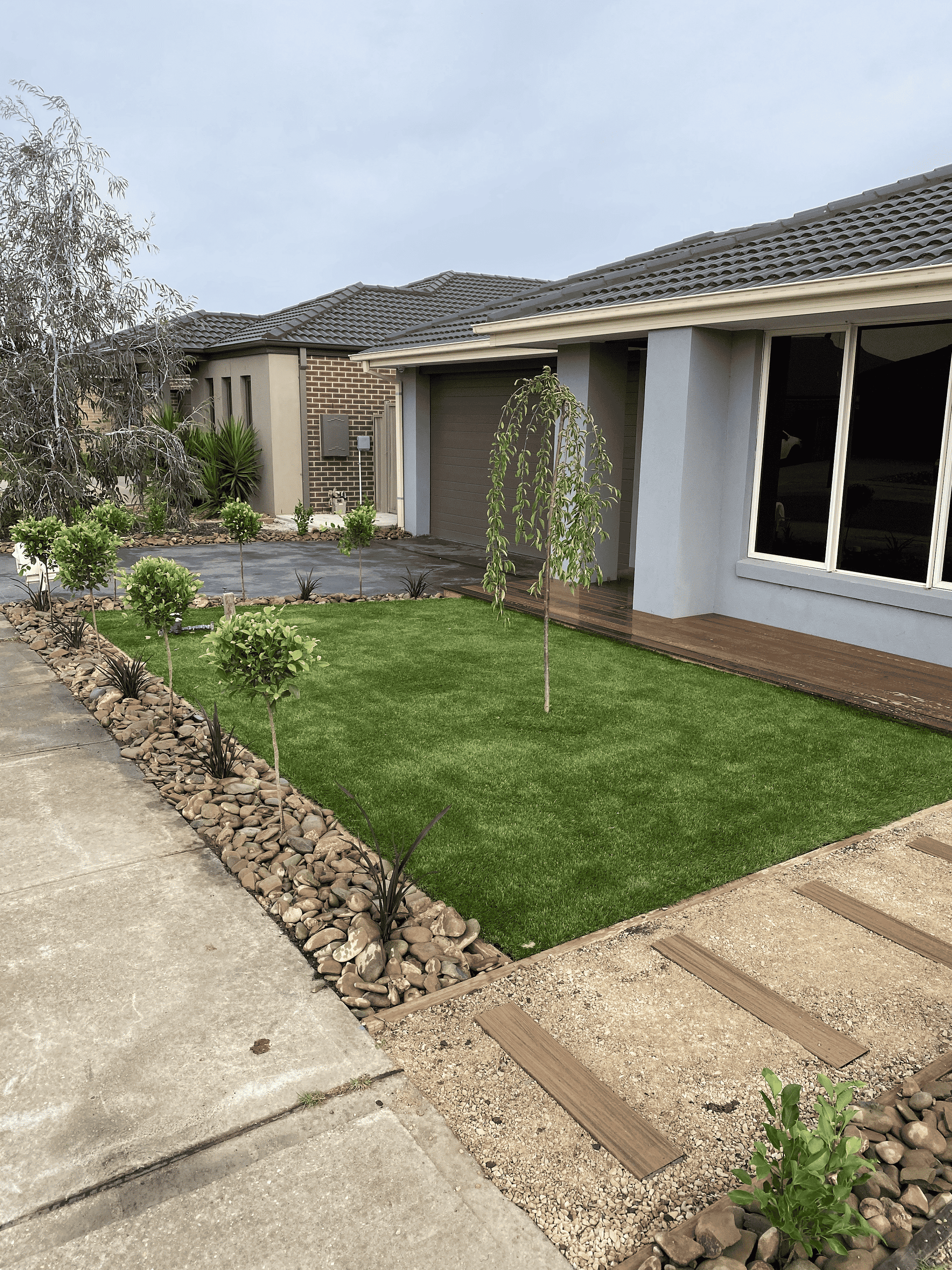 Professional turf lawn and garden landscape construction service residential homes